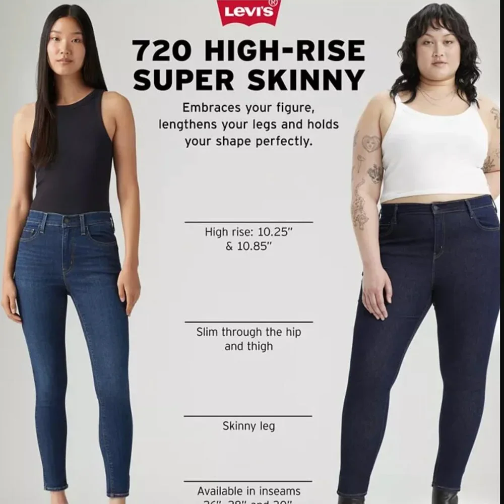 NWT Levi's 720 High Rise Super Skinny Jeans 28 x 30 L MSRP $69.50 Black